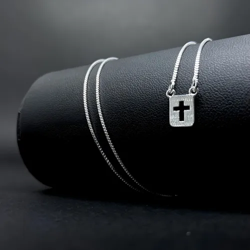 Escapulario con colgante de cruz italiana unisex de plata maciza 925