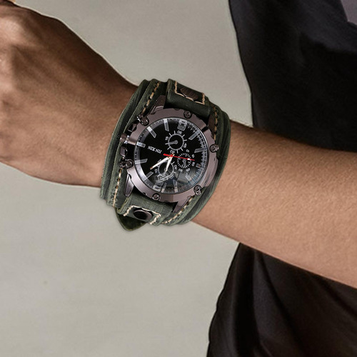 2x Punk Vintage Reloj De Ancho Pu Cinturón De Cuero Correa