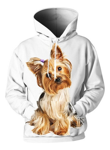 Casual 3d Sudadera Con Capucha Cachorro Impresión Yorkshire