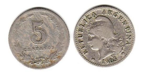 Moneda Niquel De 5  Centavos Año 1905  Buena-