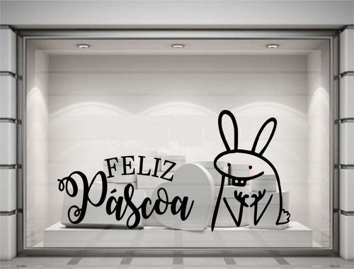 Adesivo Vitrine Páscoa Feliz Loja Flork Decoração M12t2