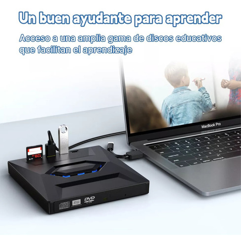 Grabador Dvd/cd Externo Lector Usb Type C Con Sd/tf Puerto
