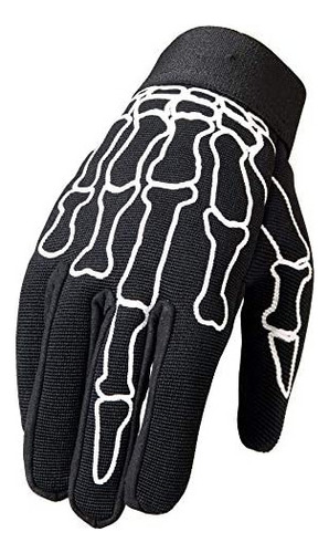 Hot Leathers Skeleton Finger Mechanic Guantes (negro, Extrag