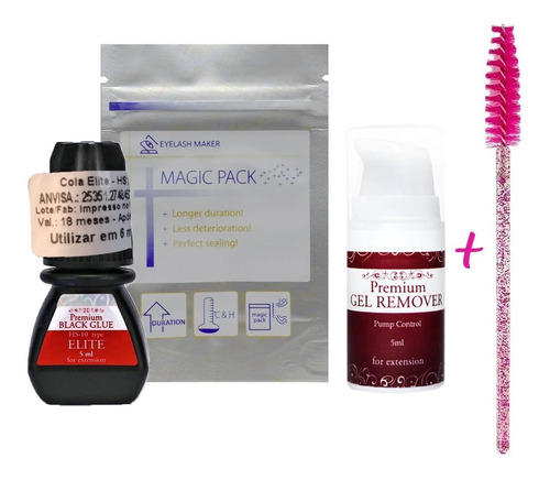Imagem 3 de 7 de Cola Cilios Elite Premium Black Hs10 5ml + Removedor Gel