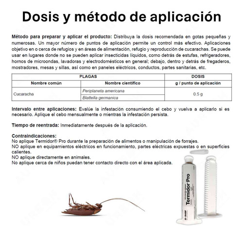 Termidor Pro Cebo Gel Mata Cucarachas Chimenes Fipronil 35gr