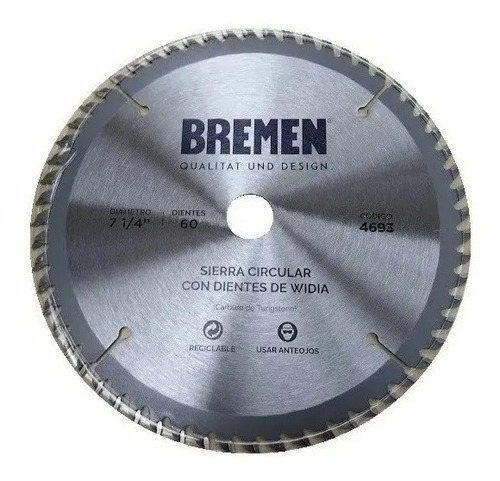 Disco Sierra Circular Bremen 184mm Mdf Melamina Madera 4693 