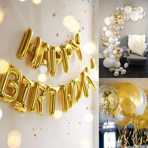 Imagen 2 de 6 de Pack Adornos Para Cumpleaños Globos Confeti -mantel - Cartel