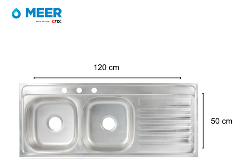 Meer Fregadero Doble Para Cocina Con Escurridero Acero Inox.