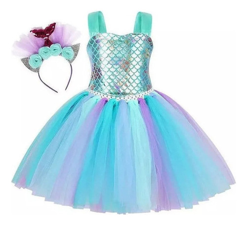 Vestido De Tutú De Sirena Para Niñas