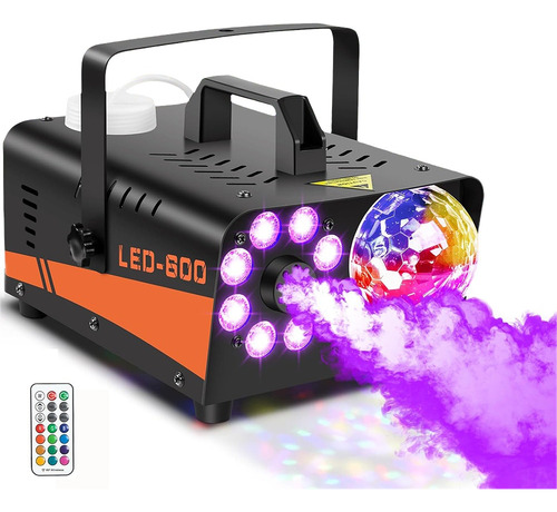 Máquina De Humo Con Luz De Bola De Discoteca Y 8 Luces Led Color Negro