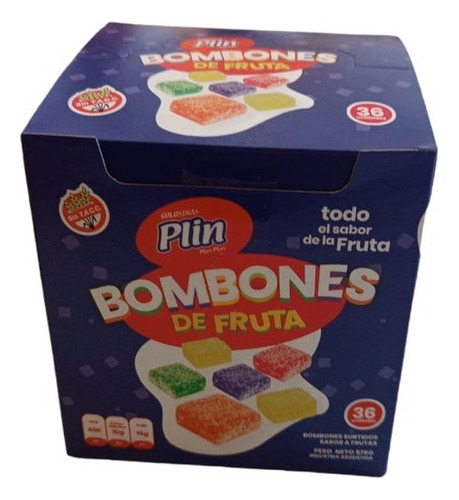 Bombón De Fruta Plin Display X 36 U 576 Gr