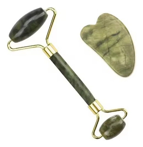 Rodillo De Jade Gua Sha Drenaje Linfático + Locion Facl A.h