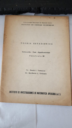 Teoria Estadistica Estimacion Test Significatividad Toranzos