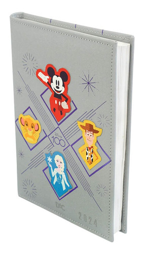 Agenda A5 Anual 2024 Disney 100 Anos 134mmx190mm 337pág 4102 Cor da capa Cinza