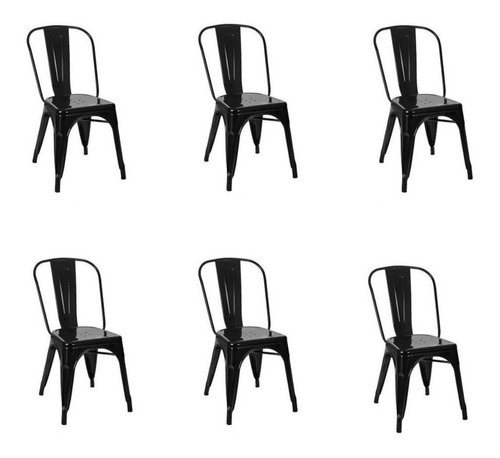 Silla de comedor HDC Group Tolix, estructura color negro, 6 unidades