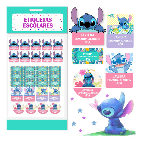 Etiquetas Escolares Personalizadas Stitch Ropa Y Utiles