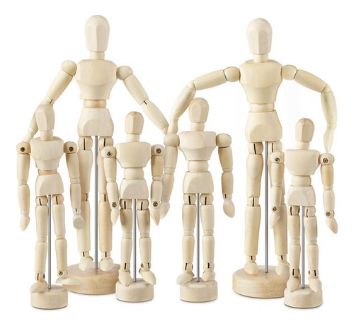 6 Pcs Artist Mannequin Model Wooden Manikin Drawing Moveable