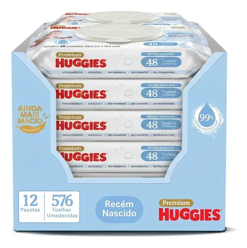 Lenços Umedecidos Huggies Recém Nascido Pack C/12 - 576 Un