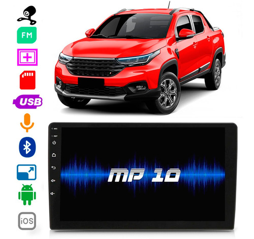 Mp5 Fiat Strada 2020 A 2021 9 Polegadas Esp Bt Fm Usb Câmera