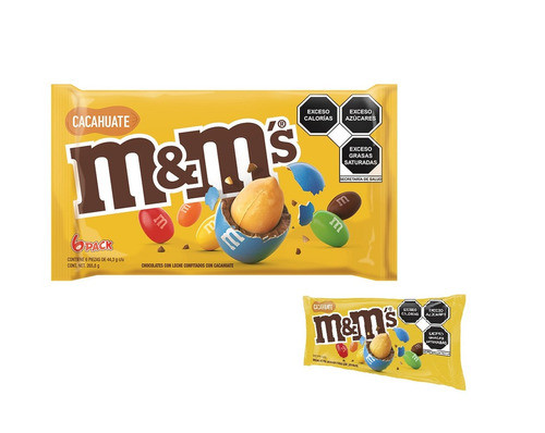 Pack X 6 Chocolates Con Leche M&m's Con Cacahuate 44.3 G C/u