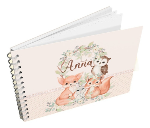 Livro Álbum Do Bebê Tema Animais Menina - Personalizado Nome