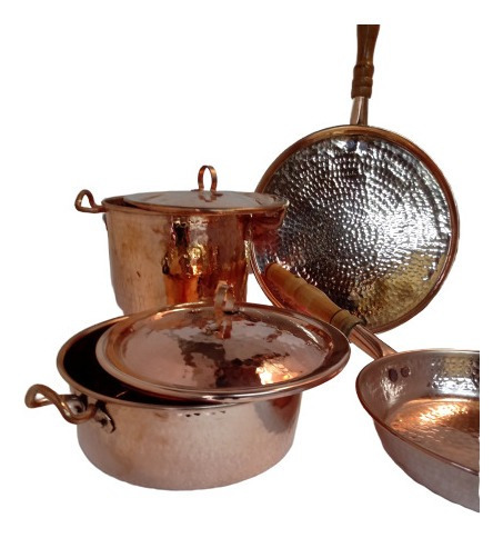 Batería De Cocina Cobre Comal Olla Sartén Y Cazuela Forjado