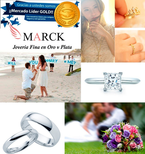 Anillo Compromiso Bvl Oro Blanco 10k Autentico Pareja Boda