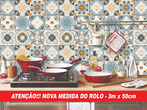 Papel De Parede Azulejo Espanhol Retrô Lavável 3mx58cm