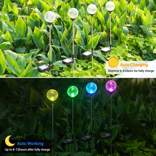 Iluminación Exterior 4 Luces Solares Led De Cristal Color Ca