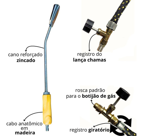 Sapecador De Galinha Frango Lança Chamas 75cm Para Botijão