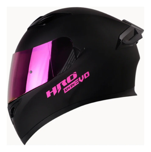 Casco De Moto Hro 514 Evo Solid Negro/ Rosa Certificado Dot