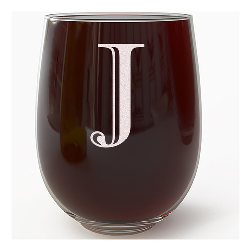 Monograma Grabado 17oz Stemless Copa De Vino (letra J) ...