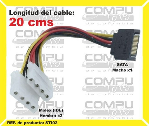Cable De 1 Sata Macho A 2 Ide Hembra Ref Sti02 Computoys Sas