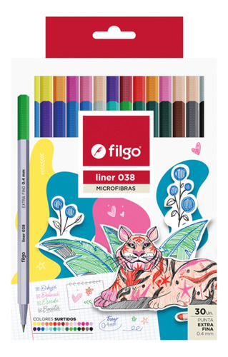 Microfibras Filgo 0.4mm Liner 038 Estuche X30 Colores Prm