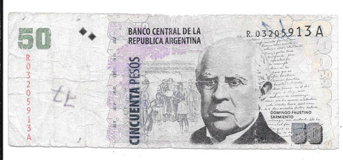 Liquido Billete Argentina 50 Pesos Tercer Diseño Reposición