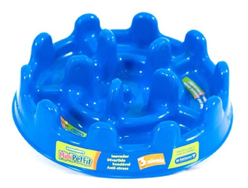 Comedouro Lento P/ Cachorro Pet Games Mini Pet Fit Azul