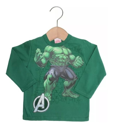 Camiseta Manga Longa Brandili Hulk Vingadores 52819 Tam. 10