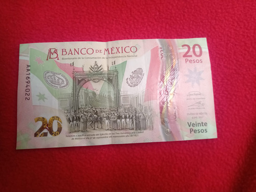 Billete De $20 Pesos Seríe Aa 1694022