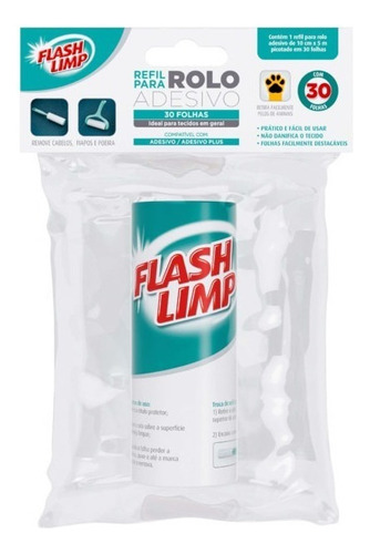 Refil Rolo Adesivo Flash Limp Tira Pelos 30 Folhas Cst0078
