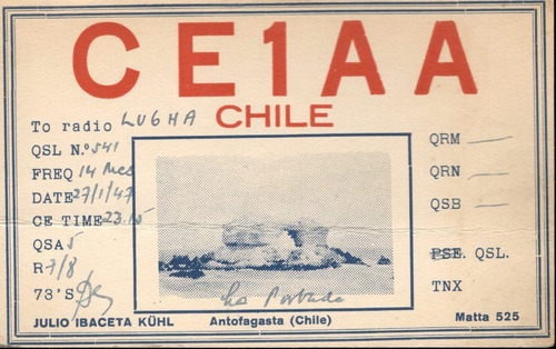 Tarjeta Qsl - De Ce1aa A Lu6ha (año 1947)