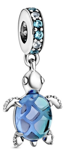 Charm Colgante Tortuga De Mar De Cristal Murano Color Plata