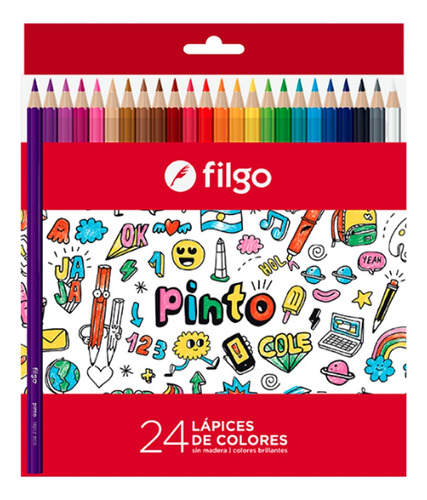 Kit Lapices De Colores X 24 Largos Escolares Filgo Pinto Byp