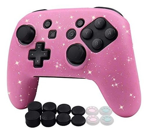 Funda Silicona Para Mando Pro Nintendo Switch Rosa Brillante