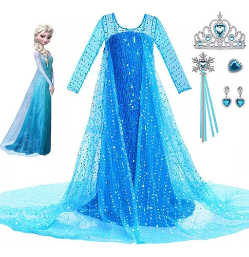 Elsa Princess Frozen I Vestido De Fiesta Disfraz Con Accesorios Reina De Hielo Y Nieve Para Niños Cosplay Fiesta Cumpleaños Carnaval Navidad Halloween
