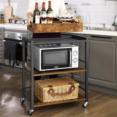 Vasagle Carro De Cocina Con Bandeja Extraíble Ruedas Hierro Color Marrón claro