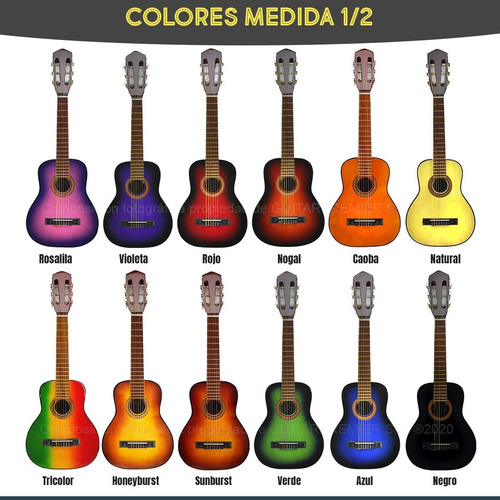 Imagen 3 de 10 de Guitarra Electro Criolla Niño Mini + Funda + Pua + Colores +