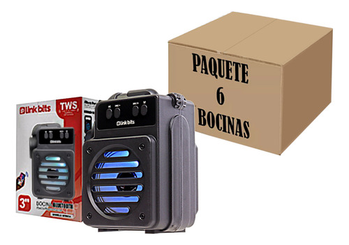 Bocina Compatible Bluetooth Radio Fm 3in Portatil Pack 6pzs