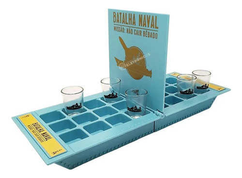 Jogo De Tabuleiro Batalha Naval Com 8 Copo Shots 50ml