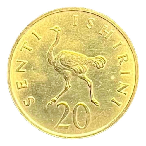 Tanzania - 20 Senti - Año 1966 - Km #2 - Avestruz