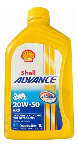 Aceite Mineral Shell Ax5 20w-50 Para Moto - Motosport